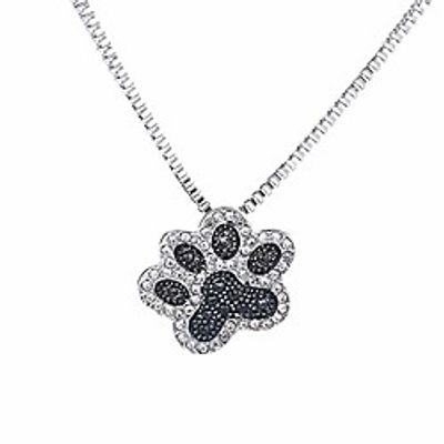 black and white crystal rhinestone animal pet cat dog paw print necklace for men women, pendant necklace rhinestone jewelry Lightinthebox