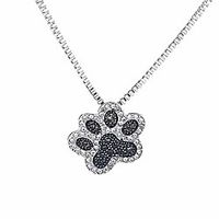 black and white crystal rhinestone animal pet cat dog paw print necklace for men women, pendant necklace rhinestone jewelry Lightinthebox - thumbnail