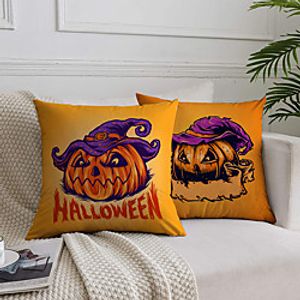 Halloween Double Side Cushion Cover 2PC Soft Decorative Square Throw Pillow Cover Cushion Case Pillowcase for Bedroom Livingroom Superior Quality Machine Washable Indoor Cushion for Sofa Couch Bed Chair miniinthebox