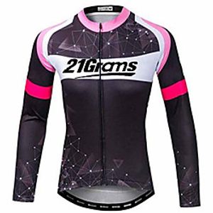 21Grams Men's Long Sleeve Cycling Jersey Winter Summer Fleece Spandex Polyester Black Gradient Bike Jersey Top Mountain Bike MTB Road Bike Cycling Thermal Warm UV Resistant Anatomic Design Sports miniinthebox