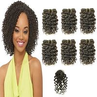 6 Bundles Hair Weaves Brazilian Hair Body Wave Deep Curly Human Hair Extensions Remy Human Hair Natural Color Hair Weaves / Hair Bulk 8 inch Natural Burgundy Auburn Soft Classic Easy to Carry miniinthebox - thumbnail