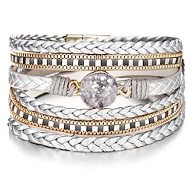 Women's Wrap Bracelet Leather Bracelet Layered Weave Fashion Ethnic European PU(Polyurethane) Bracelet Jewelry Gray For Street Gift Daily Holiday Lightinthebox Women's Wrap Bracelet Leather Bracelet Layered Weave Fashion Ethnic European PU(Polyurethane) Bracelet Jewelry Gray For Street Gift Daily Holiday Lightinthebox