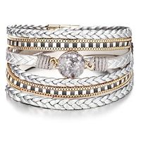 Women's Wrap Bracelet Leather Bracelet Layered Weave Fashion Ethnic European PU(Polyurethane) Bracelet Jewelry Gray For Street Gift Daily Holiday Lightinthebox - thumbnail