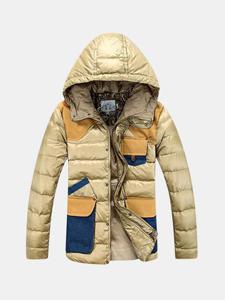 Stylish Patchwork Hooded Down Jackets