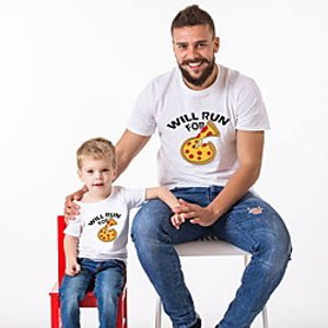 Family Look T shirt Graphic Letter Daily Print White Short Sleeve Active Matching Outfits Lightinthebox