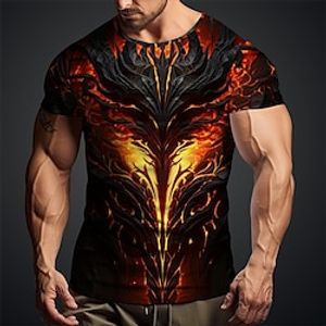 Graphic Flame Daily Designer Retro Vintage Men's 3D Print T shirt Tee Sports Outdoor Holiday Going out T shirt Dark Green Purple Orange Short Sleeve Crew Neck Shirt Spring  Summer Clothing Apparel S Lightinthebox