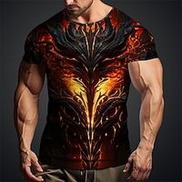 Graphic Flame Daily Designer Retro Vintage Men's 3D Print T shirt Tee Sports Outdoor Holiday Going out T shirt Dark Green Purple Orange Short Sleeve Crew Neck Shirt Spring  Summer Clothing Apparel S Lightinthebox - thumbnail