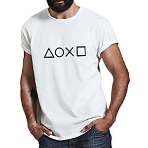 Men's Unisex Tee T shirt Hot Stamping Graphic Prints Geometry Plus Size Print Short Sleeve Casual Tops Cotton Basic Fashion Designer Big and Tall White miniinthebox