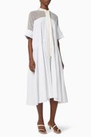 Pleated Dress in Cotton Poplin - thumbnail