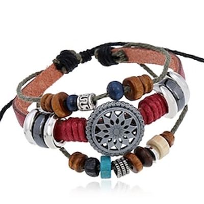 CARNIVAL Vintage Personalized Cowhide Bracelet Fashionable and Versatile Beaded Genuine Leather Bracelet New Style Bracelet Lightinthebox
