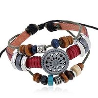 CARNIVAL Vintage Personalized Cowhide Bracelet Fashionable and Versatile Beaded Genuine Leather Bracelet New Style Bracelet Lightinthebox - thumbnail
