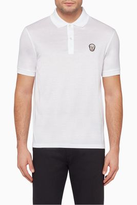 Embroidered Skull Patch Polo T-Shirt Embroidered Skull Patch Polo T-Shirt