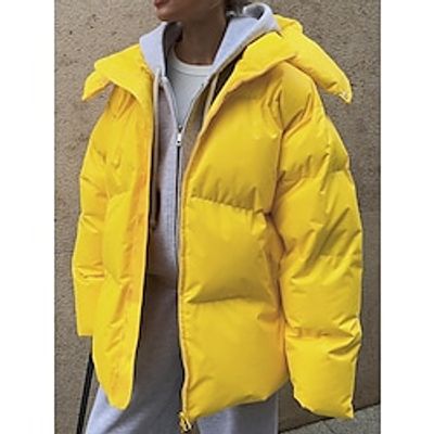 Women's Parka Cropped Winter Coat Puffer Jacket with Hood Windproof Warm Winter Coat Zipper Heated Coat with Pocket Outerwear Long Sleeve Fall Black Yellow Lightinthebox Women's Parka Cropped Winter Coat Puffer Jacket with Hood Windproof Warm Winter Coat Zipper Heated Coat with Pocket Outerwear Long Sleeve Fall Black Yellow Lightinthebox