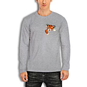 Men's T shirt Other Prints Graphic Print Long Sleeve Daily Tops Cotton Basic White Black Red miniinthebox