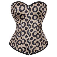 Corset Women's Corsets Comfortable Overbust Corset Backless Tummy Control Push Up Spot Geometric Hook  Eye Lace Up Polyester Party  Evening Club Office Fall Winter Spring Khaki  Print Lightinthebox - thumbnail