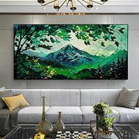 Mintura Handmade Green Mountain Oil Paintings On Canvas Large Wall Art Decoration Modern Abstract Landscape Pictures For Home Decor Rolled Frameless Unstretched Painting Lightinthebox