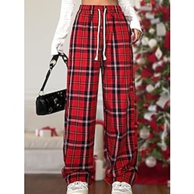 Women's Wide Leg Pants Trousers Full Length Fashion Streetwear Street Daily Red S M Fall Winter Lightinthebox