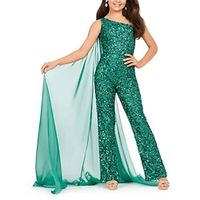 Jumpsuits Ankle Length Flower Girl Dress Pageant  Performance Girls Cute Prom Dress Sequined with Solid Color Glitter  Sparkle Fit 3-16 Years Lightinthebox - thumbnail
