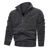 Men's Lightweight Jacket Casual Jacket Chore Jacket Outdoor Daily Wear Warm Fall Winter Plain Fashion Streetwear Stand Collar Regular Black Blue Khaki Dark Gray Coffee Jacket Lightinthebox - thumbnail