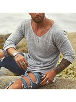 Men's Boho Loose Casual Long Sleeve Neck T-Shirt