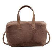 Women's Handbag Fluffy Bag Faux Fur Daily Solid Color Black Pink Khaki Lightinthebox - thumbnail