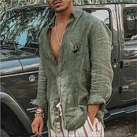 Men's Shirt Hot Stamping Graphic Patterned Ghost Turndown Street Casual Button-Down Print Long Sleeve Tops Designer Casual Fashion Big and Tall Green White / Summer / Spring / Summer miniinthebox - thumbnail