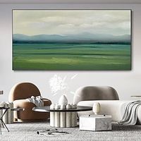 Handmade Oil Painting Canvas Wall Art Decoration Contemporary  Abstract Green Farm Landscape for Home Decor Rolled Frameless Unstretched Painting Lightinthebox - thumbnail