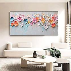 Abstract Colorful Flower Oil Painting On Canvas White Textured Wall Art Hand Painted Large Colorful Floral Landscape Art Living Room Decor No Frame Lightinthebox