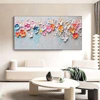 Abstract Colorful Flower Oil Painting On Canvas White Textured Wall Art Hand Painted Large Colorful Floral Landscape Art Living Room Decor No Frame Lightinthebox - thumbnail