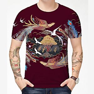 Men's T shirt 3D Print Dragon Graphic Graphic Prints 3D Print Short Sleeve Daily Tops Chinese Style Casual Wine Dark Green miniinthebox