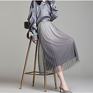 Women's Daily Vacation Casual Skirts Striped Patchwork Blue Black Green Lightinthebox