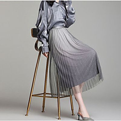 Women's Daily Vacation Casual Skirts Striped Patchwork Blue Black Green Lightinthebox