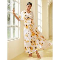 Satin Loose Floral Print Maxi Dress Lightinthebox