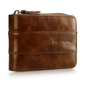 RFID Antimagnetic Vintage Genuine Leather Trifold Wallet