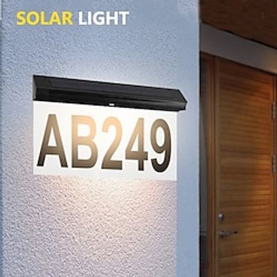 Solar Address Sign Lighted Plaque Outdoor Waterproof LED Illuminated Address Numbers House Numbers for Outside 2-Color Lighting Modes Wall Mounted Lightinthebox