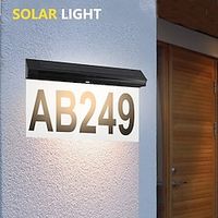 Solar Address Sign Lighted Plaque Outdoor Waterproof LED Illuminated Address Numbers House Numbers for Outside 2-Color Lighting Modes Wall Mounted Lightinthebox