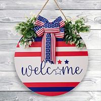 Independence Day Wooden Welcome Plaque: American National Day Decoration for 4th of July, Patriotic Door/Wall Hanging Décor Lightinthebox