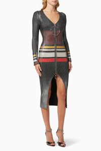Metallic Stripe Cardigan Dress