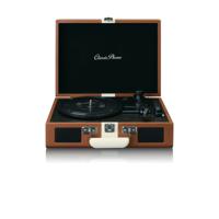 Lenco Classic Phono TT-120BNWH UK Turntable With Rechargeable Battery Bluetooth And Built-In Speakers - Brown/White