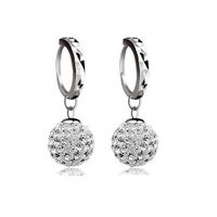 Silver Crystal Ball Dangle Earrings