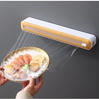 2 In 1 Plastic Wrap Dispenser Cling Film Dispenser Cutter Saran Wrap Dispenser Aluminum Foil Parchment Paper Injector Kitchen Tool Lightinthebox