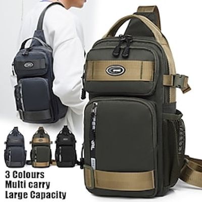 Men's Crossbody Bag Shoulder Bag Chest Bag Oxford Cloth Outdoor Daily Holiday Zipper Large Capacity Waterproof Lightweight Color Block ArmyGreen Black Grey miniinthebox