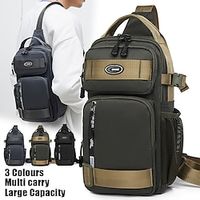 Men's Crossbody Bag Shoulder Bag Chest Bag Oxford Cloth Outdoor Daily Holiday Zipper Large Capacity Waterproof Lightweight Color Block ArmyGreen Black Grey miniinthebox - thumbnail