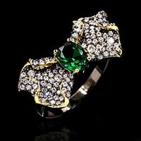 Ring AAA Cubic Zirconia Geometrical Black Brass Flower Bowknot Natural Fashion Sweet 1pc 6 7 8 9 10  Women's Lightinthebox - thumbnail