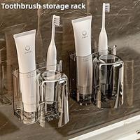 Toothbrush Cup Holder Shelf - Drill-Free, Luxurious Bathroom Organizer for Toothbrushes, Rinse Cups, and Toothpaste Storage Lightinthebox