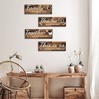 4pcs/set Home Wall Signs THIS IS US TOGETHER BLESS THIS HOME FAMILY Wall Decor For Living Room Bedroom Including Tape Lightinthebox