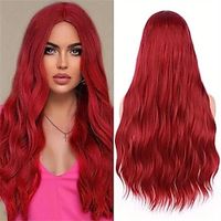 28 Inch Red Long Curly Wavy Wigs For Women Middle Part Mermaid Curly Wave Red Wig Heat Resistant Wavy Synthetic Wig For Daily Party Use Christmas Party Wigs miniinthebox - thumbnail