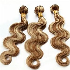 4 Bundles Hair Weaves Brazilian Hair Straight Human Hair Extensions Remy Human Hair Extension Weave Hair Weft with Closure 12-32 inch Brown Blonde Multi-color Fashionable Design Soft Easy dressing Lightinthebox