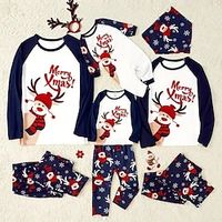Santa Claus Reindeer Family Christmas Pajamas Nightwear Men's Women's Boys Girls' Family Matching Outfits Christmas New Year Christmas Eve Kid's Adults' Home Wear Polyester Top Pants Lightinthebox - thumbnail