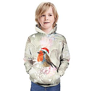 Kids Boys' Hoodie  Sweatshirt Long Sleeve 3D Print Christmas Animal Print Beige Children Tops Summer Active Daily Wear Christmas Regular Fit 3-13 Years miniinthebox